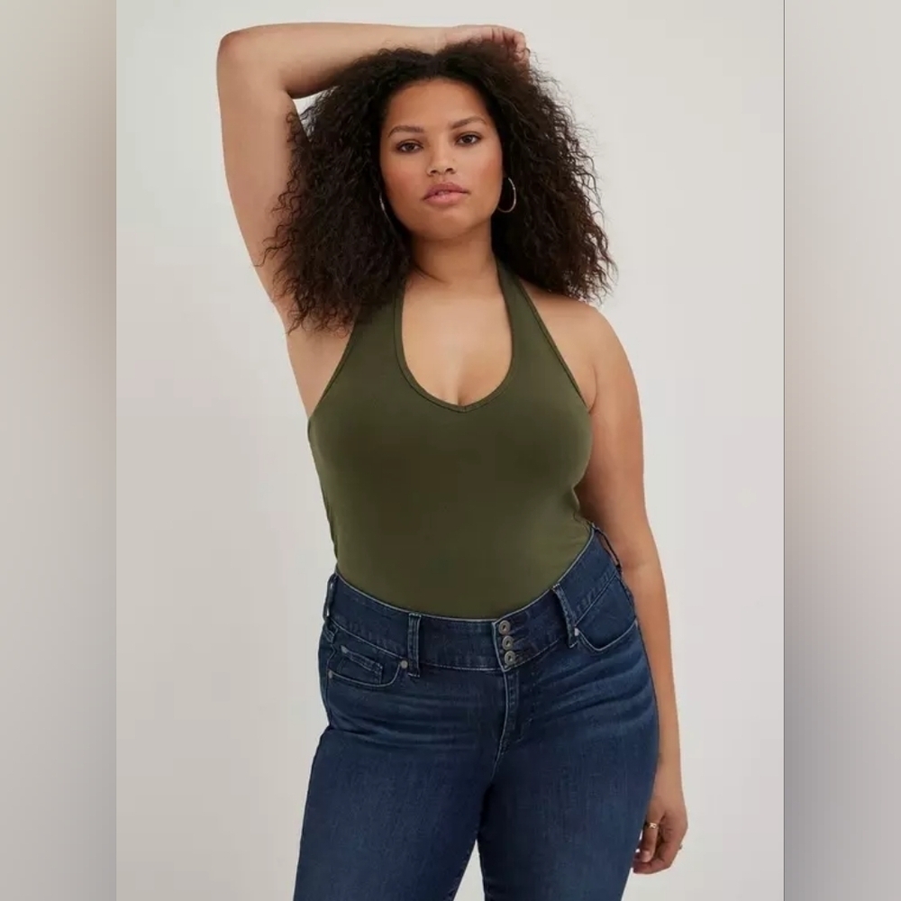 Torrid Olive Foxy Halter Top 3x Green New NWT
